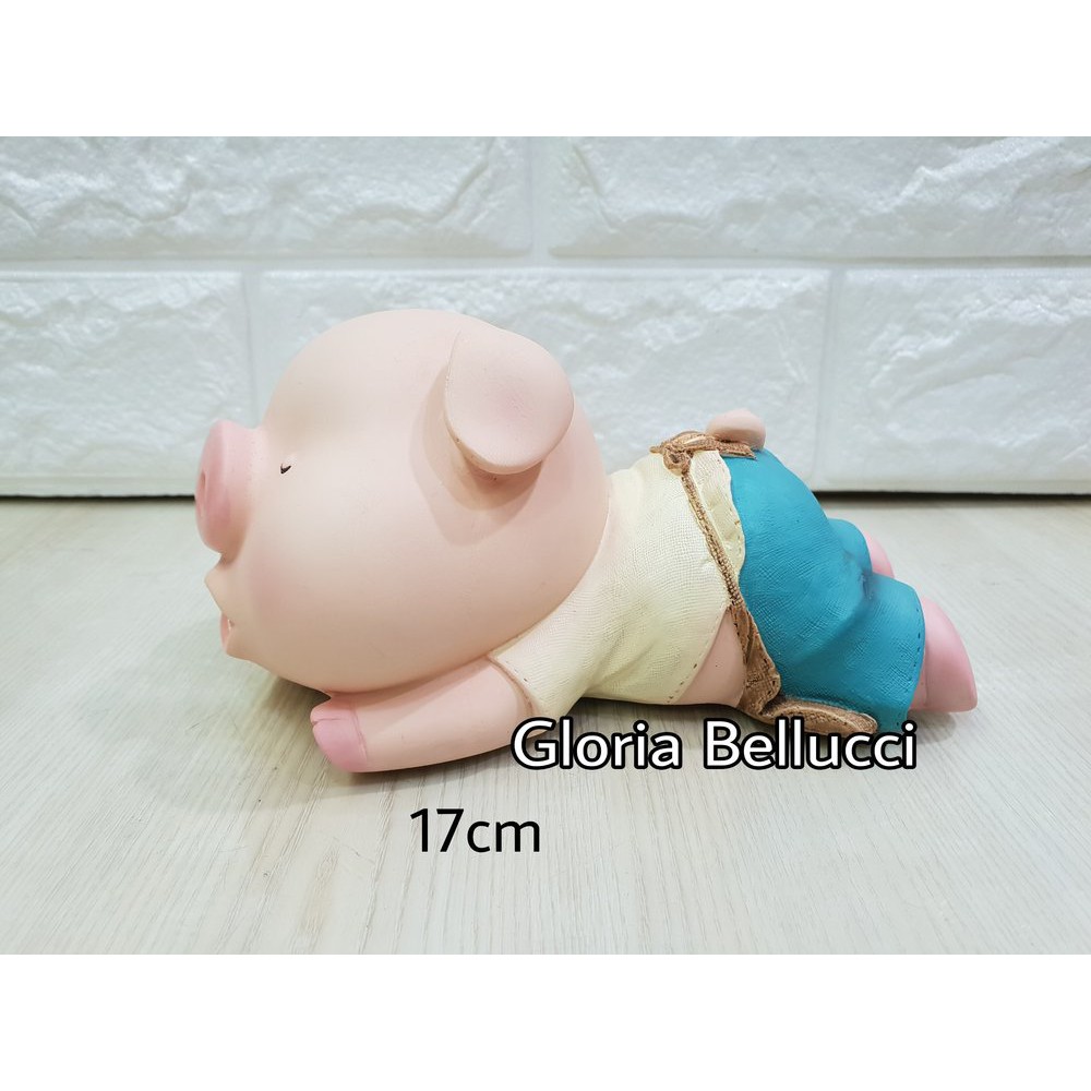 Diskon Patung Pajangan Miniatur Babi Ngorok Tidur Pig Lucu Cute 2