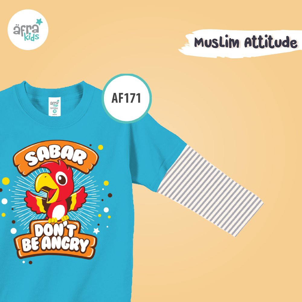 Kaos Anak Afrakids AF171 &quot;Sabar Don't Be Angry&quot; Lengan Panjang