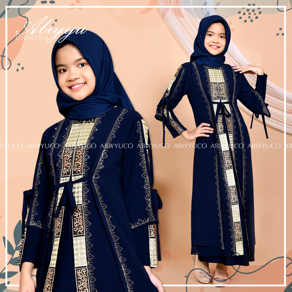 Abiyyuco GL1074A | Gamis Abaya Turkey Anak Perempuan Turkiy Remaja Tanggung Turki Couple Ready Untuk Anak Usia 4 sampai 13 tahun  Bahan Jersey mix Ceruty