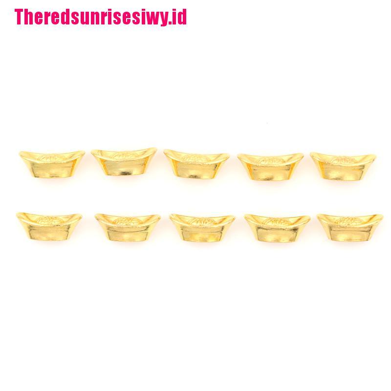 【Theredsunrisesiwy.id】10pcs Chinese Gold Ingot Lucky Yuanbao Ornament Decor For FortuneWealth