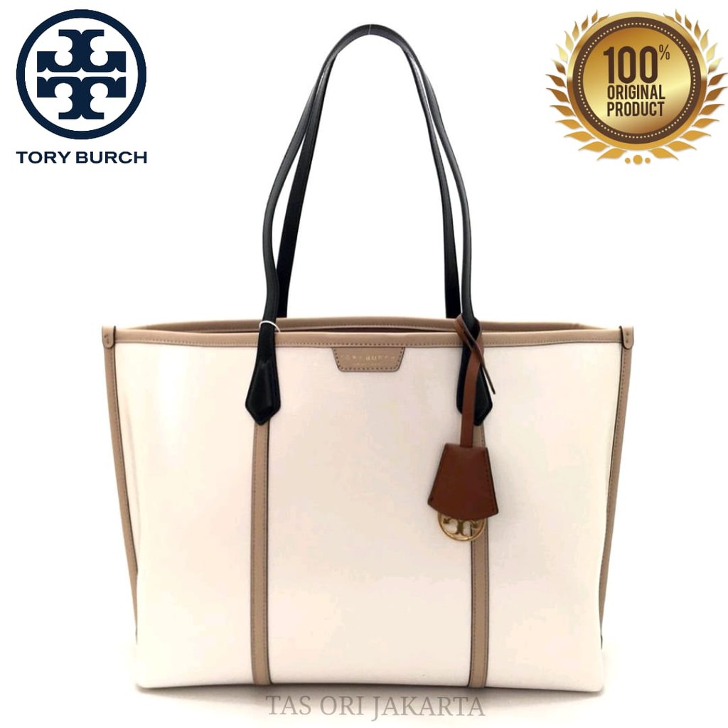 Tas Tory Burch Perry Color Block Triple Compartment Tote ORIGINAL ASLI ORI KULIT Medium Besar Pundak