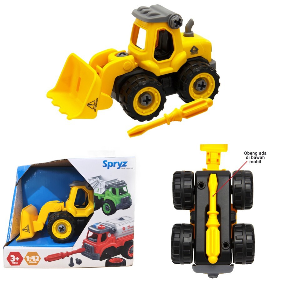 DIY Wheel Dozer Truck - Mainan DIY Bongkar Pasang Manual Truk Dozer