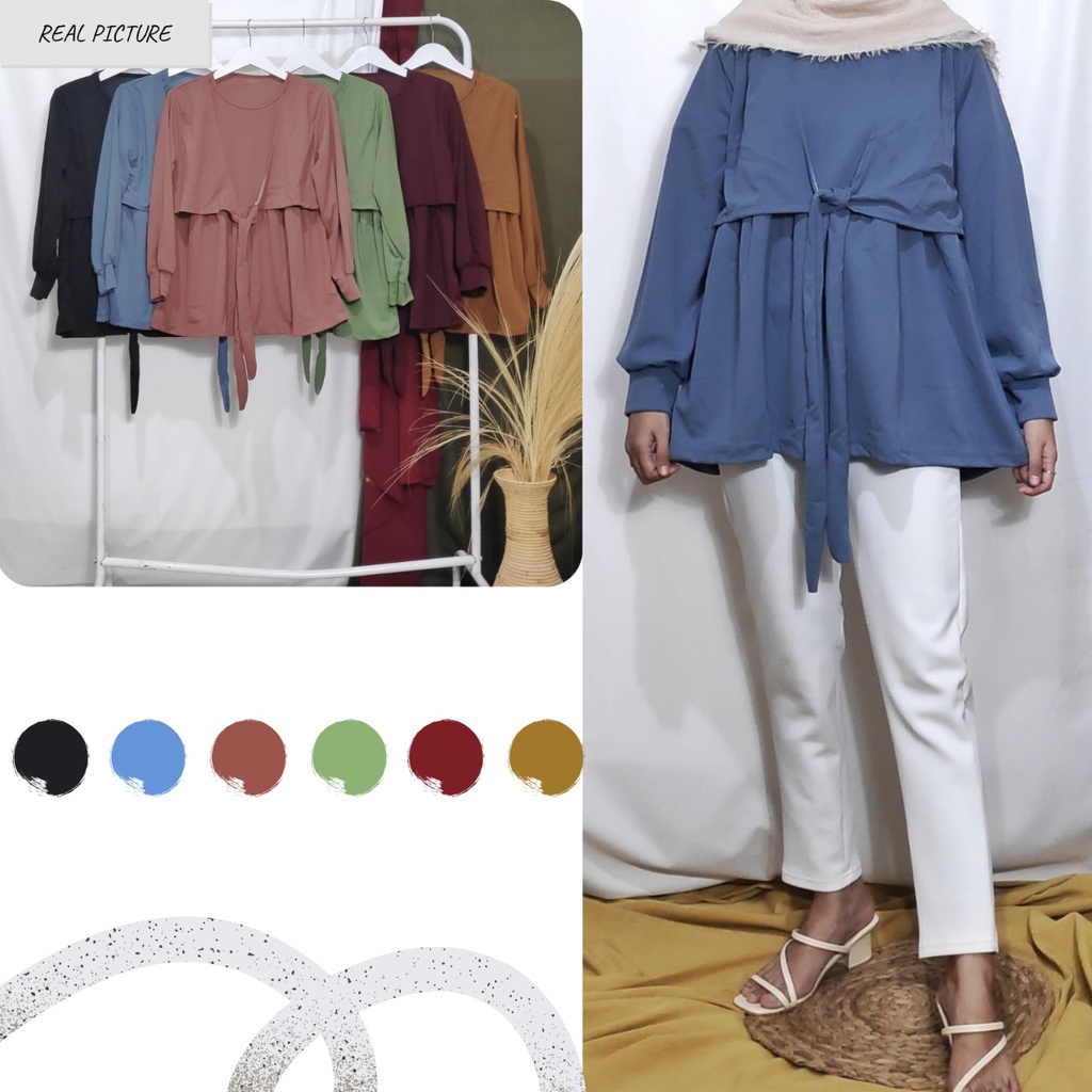 Dailythings Blouse Feryl Rompi Tali Ukuran Fit L sampai XXL LD 102cm PB 70cm