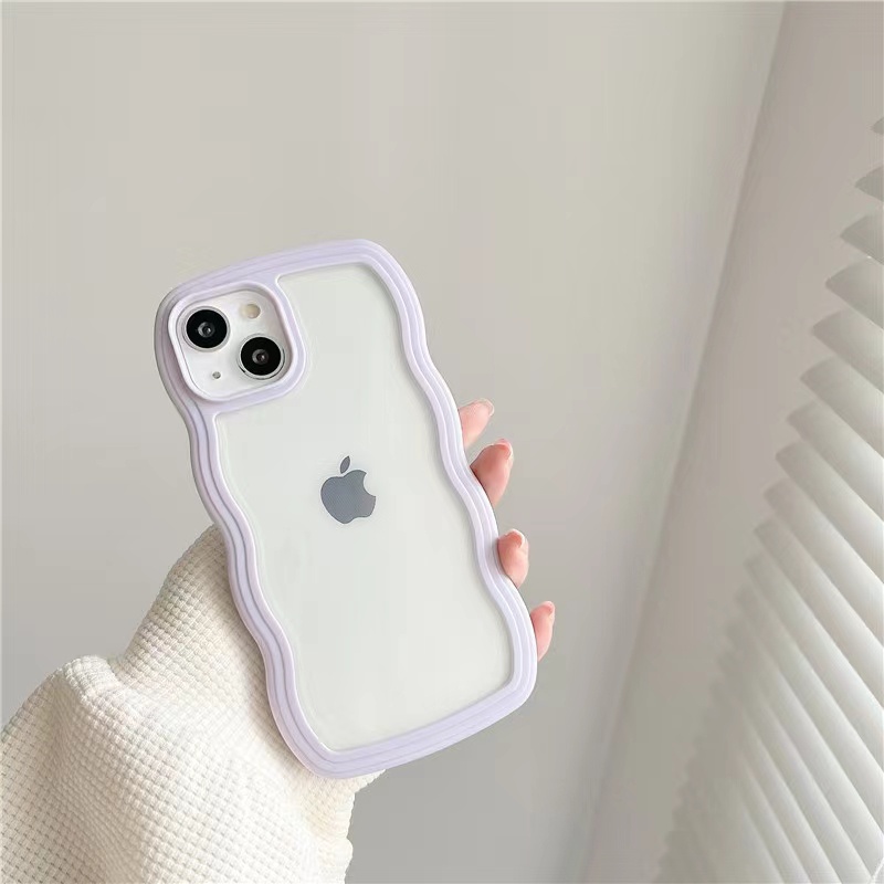 Case Tpu Transparan Frame Gelombang 2 in 1 Cover iPhone 13 13pro 13prm 11 7Plus 8Plus Xr xs 13 12pro xs max