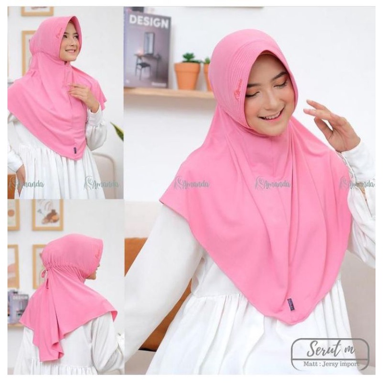 Jilbab serut polos jersey premium/jilbab jokowi/jilbab serut