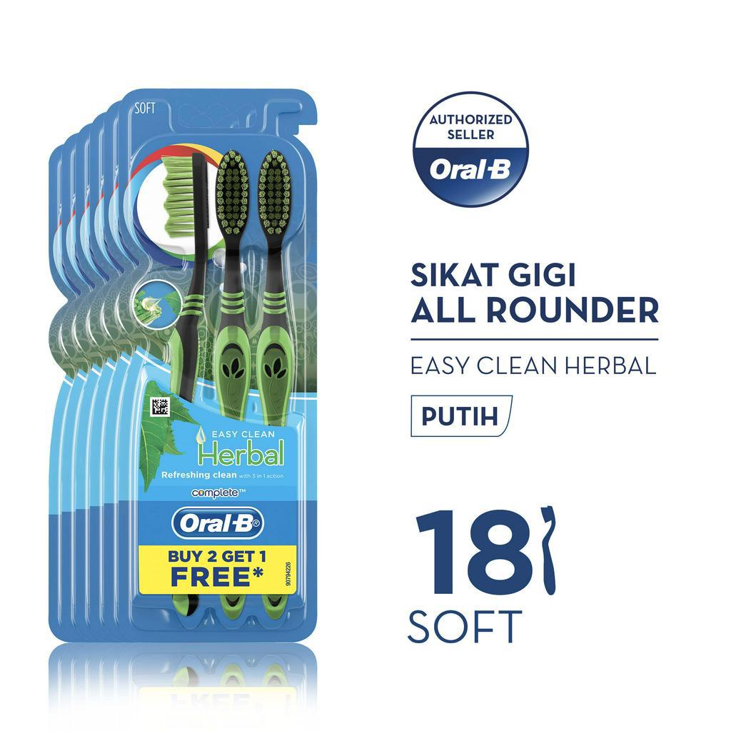 Oral-B Sikat Gigi All Rounder Easy Clean Herbal 3s - Isi 6