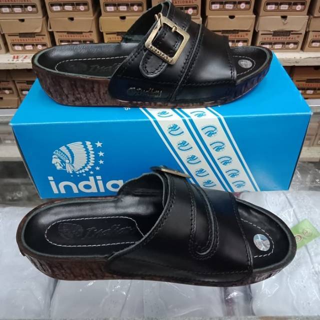 Sandal Pria Indian Original 445 Black and Brown Kualitas Premium