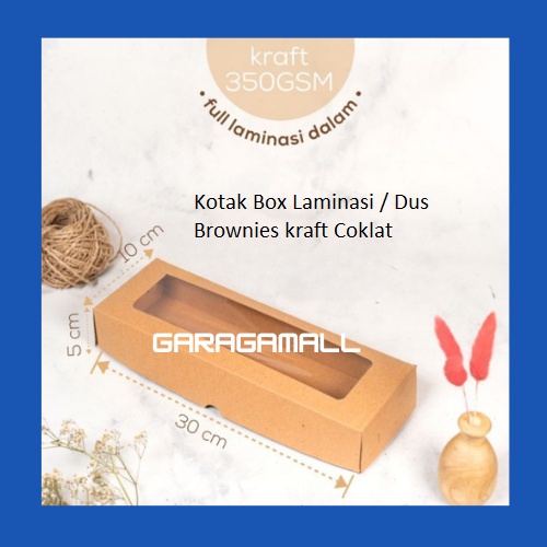 

Kotak kue dus brownies kotak box dus packing snack kotak kue laminasi kraft coklat tempat roti uk 30x10x5 cm (10 pcs)
