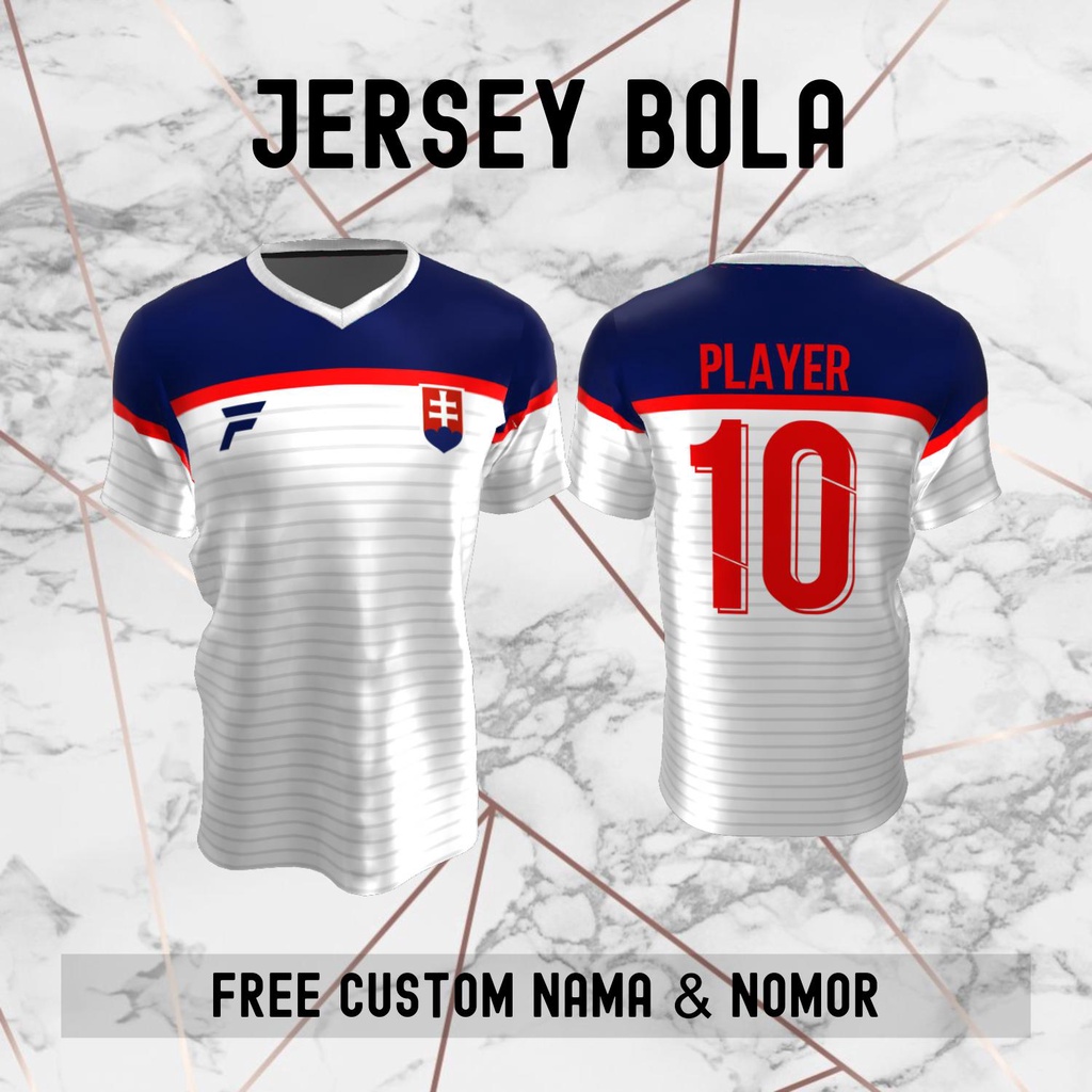 Jersey Slovakia Timnas Negara Bola Baju Kaos Custom Nama dan Nomor Punggung - 81
