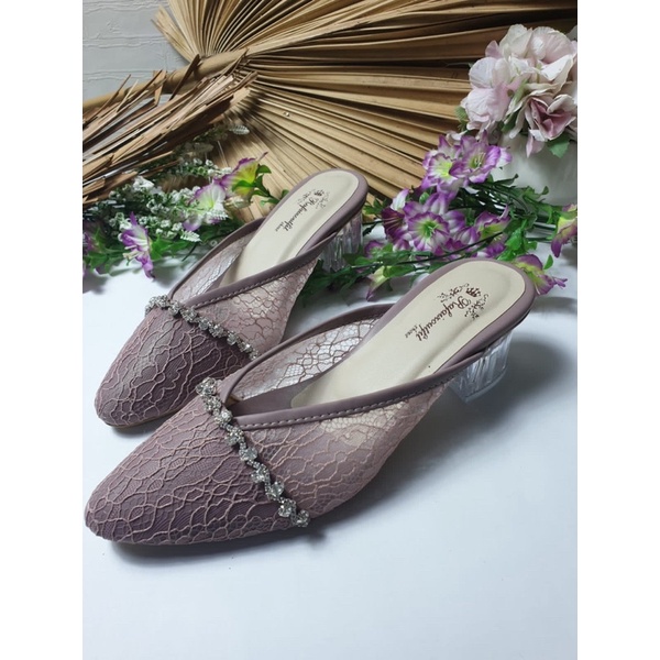 sepatu annesha mauve tinggi 5cm kaca