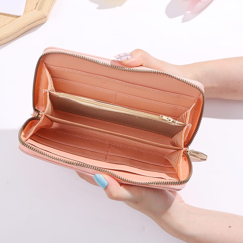 ASIN829 Dompet Wanita Long Zipper Fashion Coin Wallet D307 Fashion Wallet Multifungsi Folding Wallet/Bahan Butik Impor/Dua Ritsleting