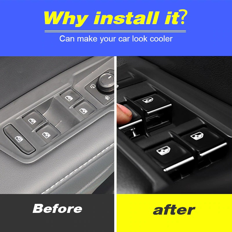 Vtear for Skoda Kodiaq door window lift button switch sequin interior mouldings ABS car styling