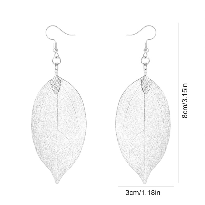 Anting Panjang Bentuk Daun Besar Gaya Bohemian Untuk Wanita