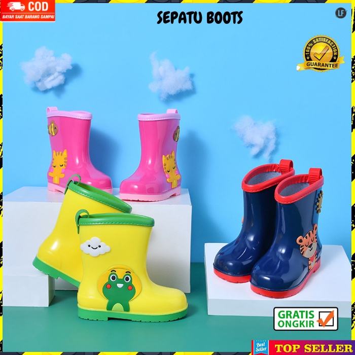 SEPATU BOOT ANAK PEREMPUAN SAFETY SHOES BOOTS ANTI AIR HUJAN KID LAKI LAKI BAHAN KARET IMPORT A27