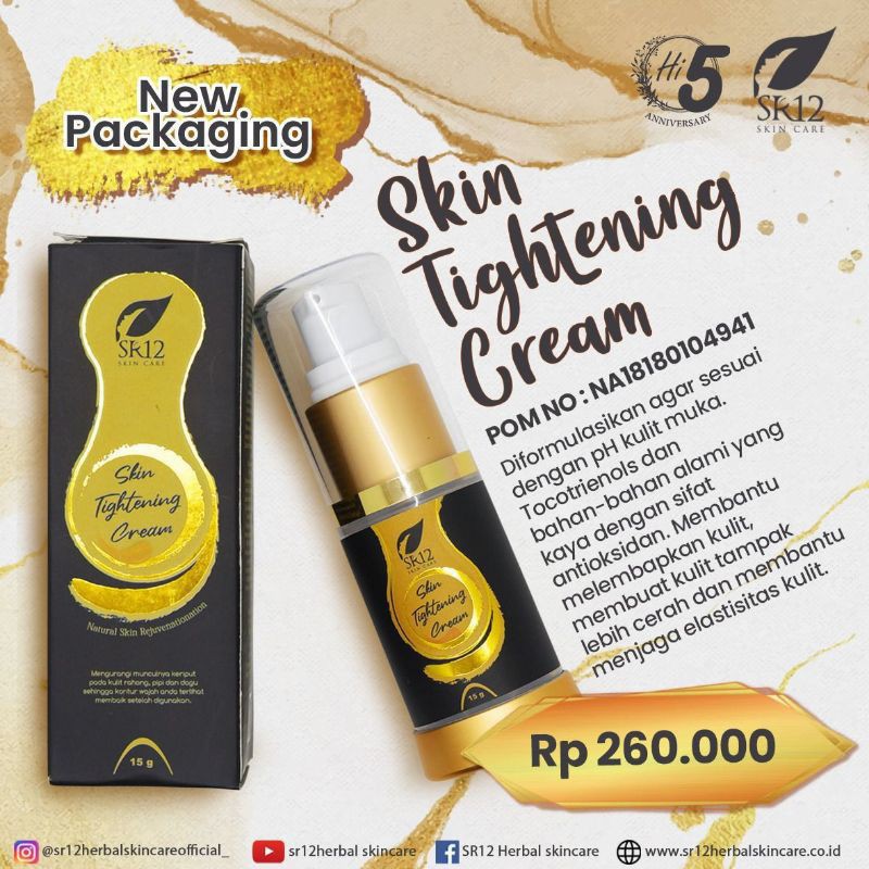 TIGHTENING CREAM SR12 / WHITENING TERBAIK / PENCERAH WAJAH / PENGENCANG ANTI KERUT WAJAH / HERBAL TIGHTENING CREAM SR12 / Krim hilangkan kerutan dalam 10 menit  Skin Tightening krim sr12