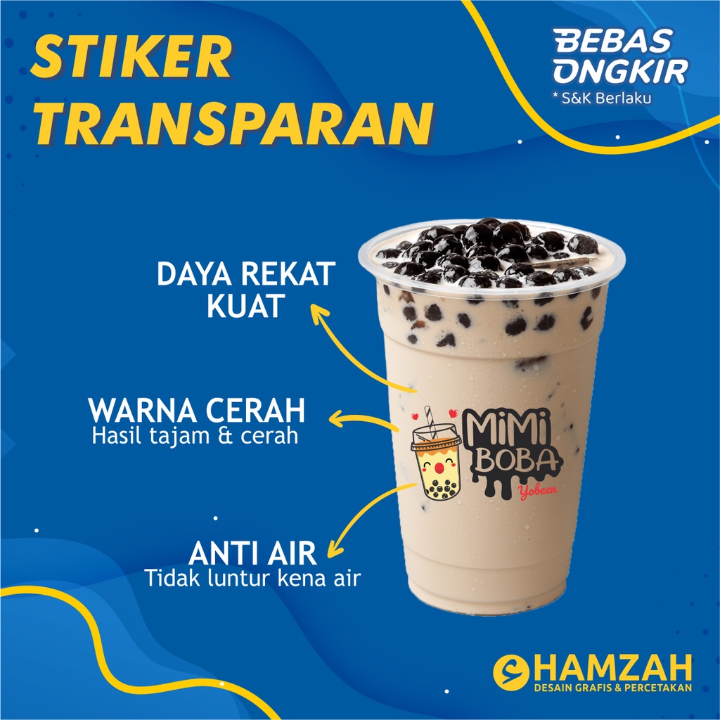 

Stiker transparan anti air waterproof stiker cup gelas