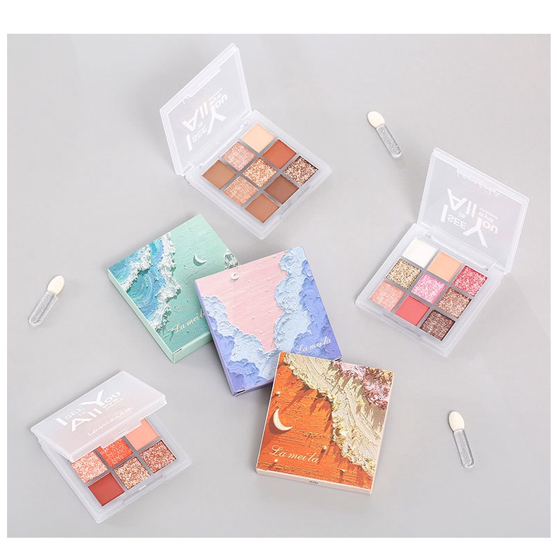 ~AB~ Eyeshadow Palette 9 Colors Highlighter All I see is You Pallete/Eyeshadow Lameila/Eyeshadow gliter/kosmetik mata/lameila