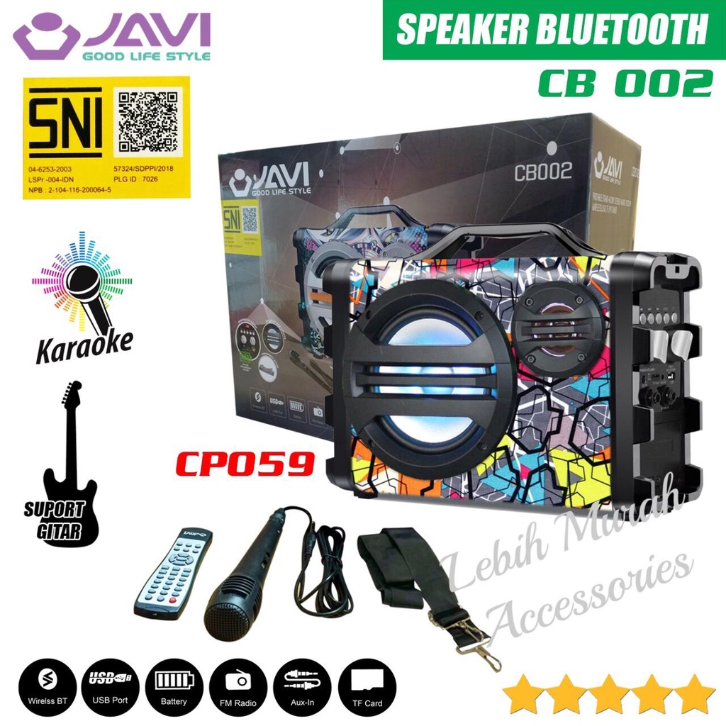 Speaker Bluetooh JAVI CB002 + Mic/Remote Support Input Gitar Speaker Karaoke Speaker Aktif Speaker Gede Speaker Superbass Speaker aktip