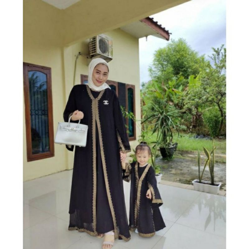 Abaya Arab Saudi Hitam Abaya Turki Hitam Abaya Dhubai Hitam Modern Couple Motif Renda 1199