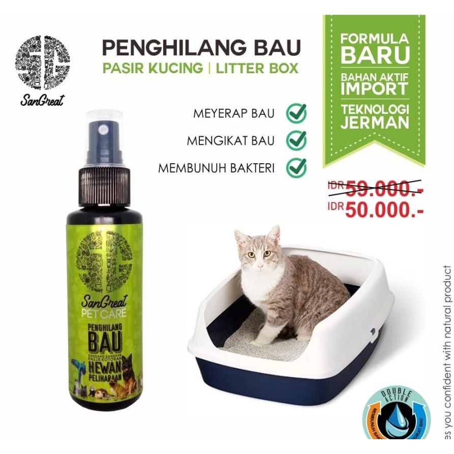 Sangreat Pet Care Cairan Ampuh Penghilang Bau Pesing Pipis Kencing Urine pup kandang Kucing Anjing Kelinci Hewan litter box 100ml