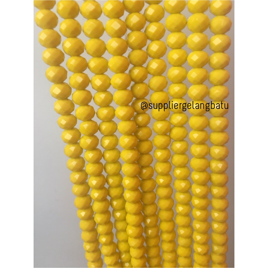 Crystal Ceko Doff 10mm KUNING bead alat perhiasan gelang kalung craft bahan aksesori cewek craft