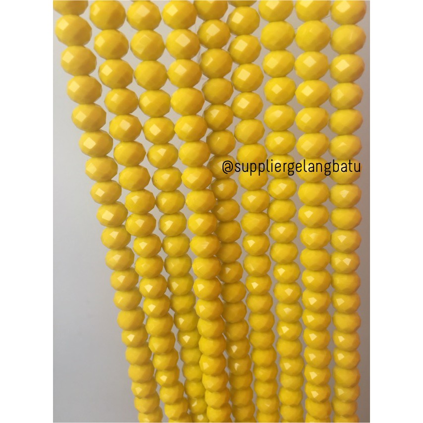 Crystal Ceko Doff 10mm KUNING bead alat perhiasan gelang kalung craft bahan aksesori cewek craft