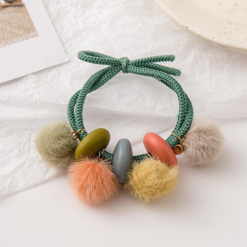 MURMURE.ID | IKAT RAMBUT KOREA SIMPLE MODEL POMPOM BINTANG KARET TALI RAMBUT WANITA HA070 HA071-BULAT - HIJAU