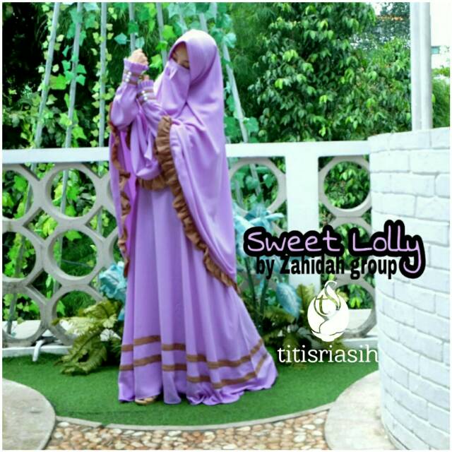 titi.id Gamis Syari Purdah Sweet Lolly Ungu by Zahidah