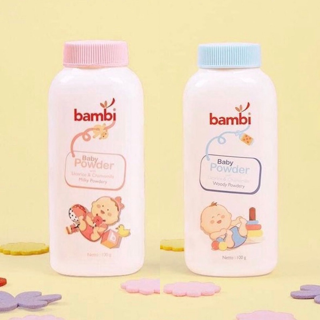 BAMBI Bedak Powder Pink &amp; Blue // Bedak Tabur Anak Bayi 100gr