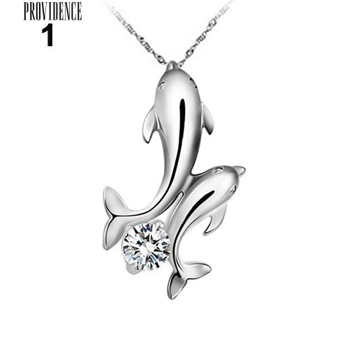 [Bayar Di Tempat]Perak Disepuh Ganda Dolphins Pendant Charm Kalung