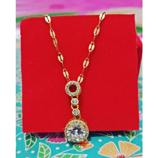 kalung  Titanium liontin batu permata