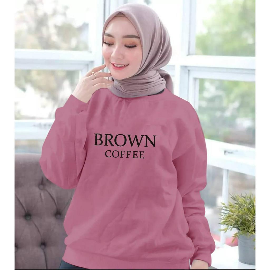 KIYOREN BAJU ATASAN BROWN COFFEE WANITA-BAJU DISTRO CEWEK KEREN LENGAN PANJANG MASA KINI BAJU MUSLIM WANITA DEWASA