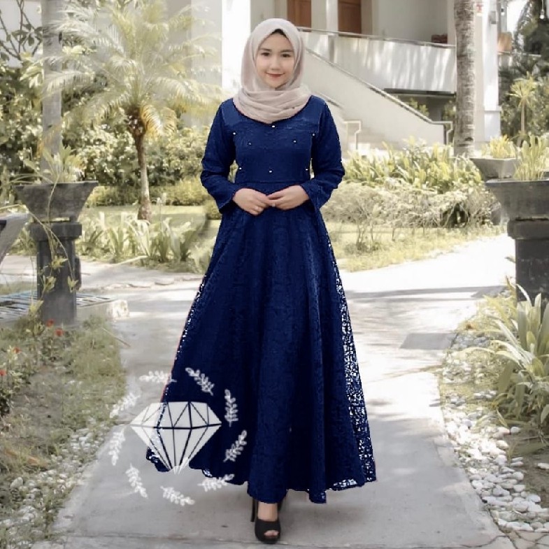 Baju Gamis Lebaran Terbaru Guchika maxy Dress Brukat Terlaris