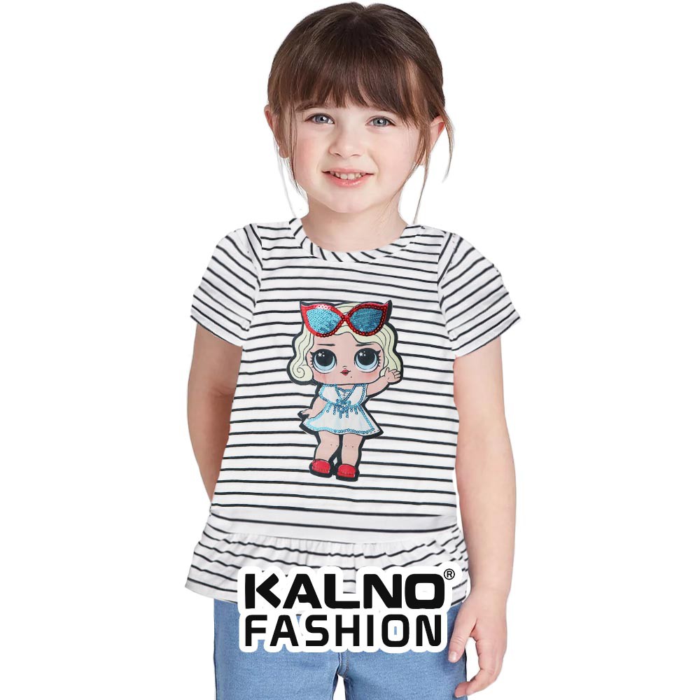 baju anak perempuan salur hitam putih ROK LOL  - Anak perempuan Umur 1 -  7 Tahun RANDOM