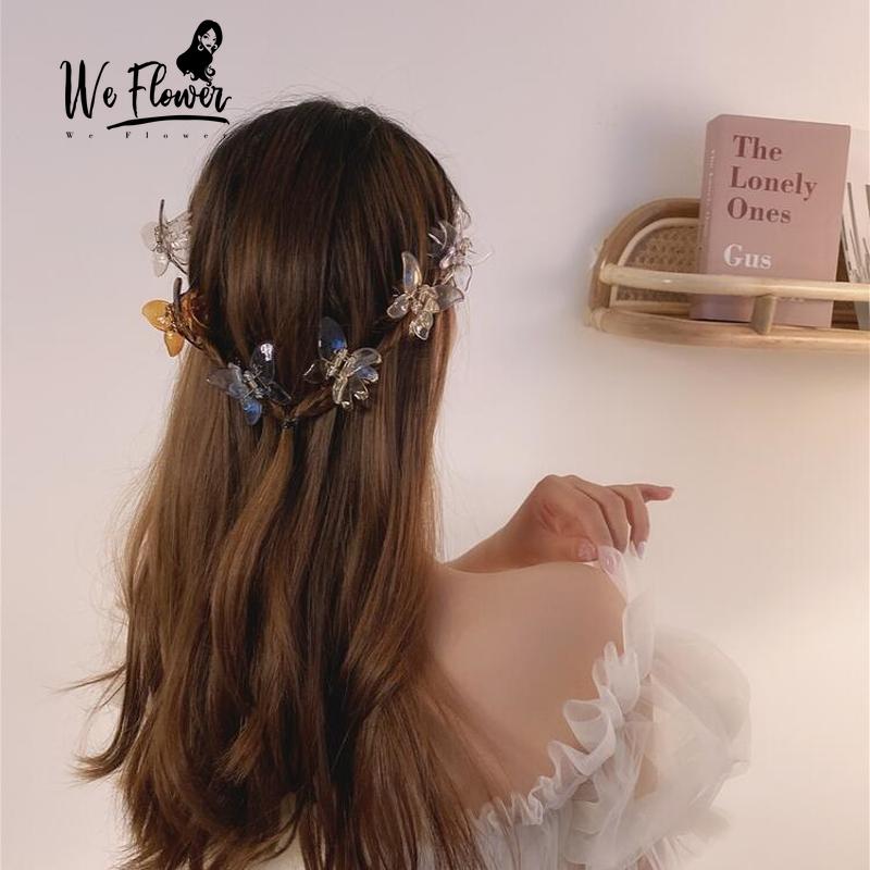 We Flower Small Butterfly Hair Claw Clip for Women Bobby Pin Ponytail Holder Hairpin Hair Styling Accessories