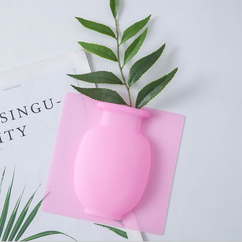 P045 VAS BUNGA SILIKON TEMPEL HIASAN DINDING TEMPEL KACA DEKORASI RUMAH KANTOR