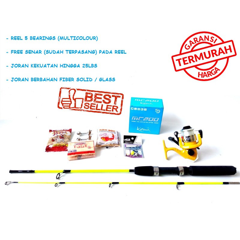 FREE UMPAN 1 SET ALAT PANCING KOMPLIT JORAN FIBER  DENGAN REEL 6 BEARINGS