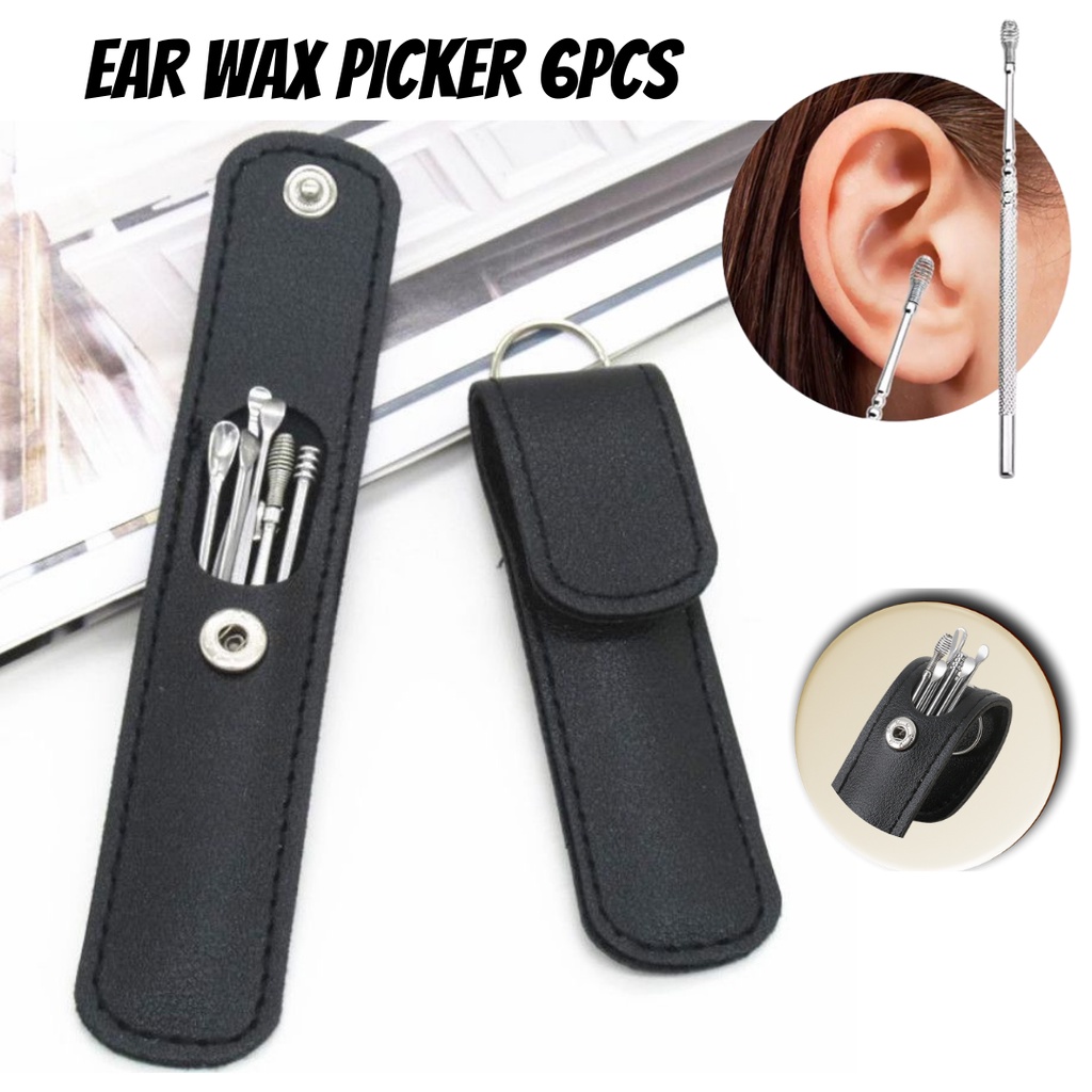 Korek Kuping Set Ear Wax Picker 6PCS - Alat Pembersih Telinga Stainless Steel Anti Karat F713