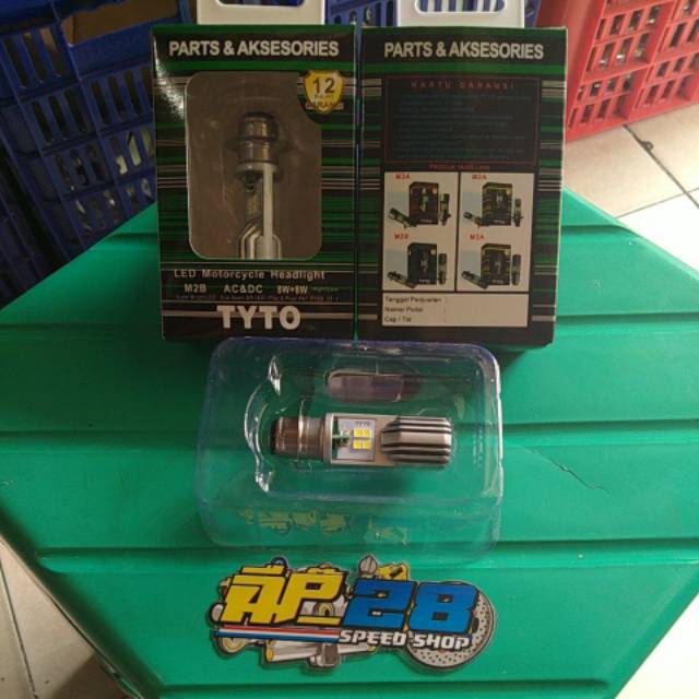 LAMPU LED DEPAN TYTO ORIGINAL M2B NYALA PUTIH AC &amp; DC 8 WATT H6 BEAT VARIO MIO SOUL FINO SUPRA DLL