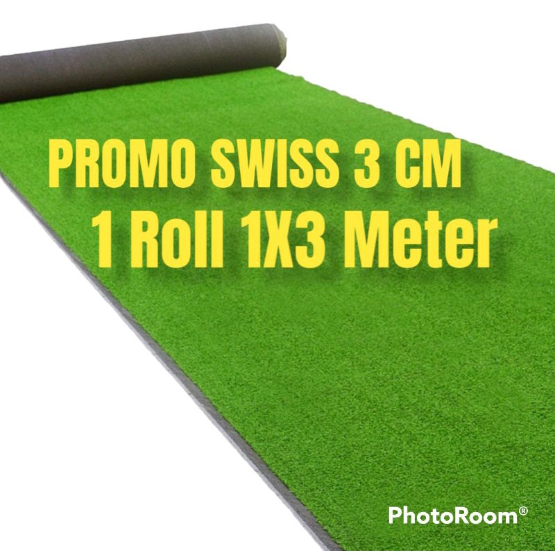karpet rumput sintetis 1 roll 1x3 meter tipe swiss tebal 3 cm premium