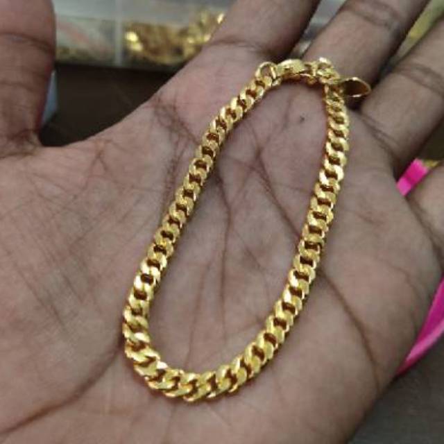 Gelang rantai lipan kecil lapis emas 24k