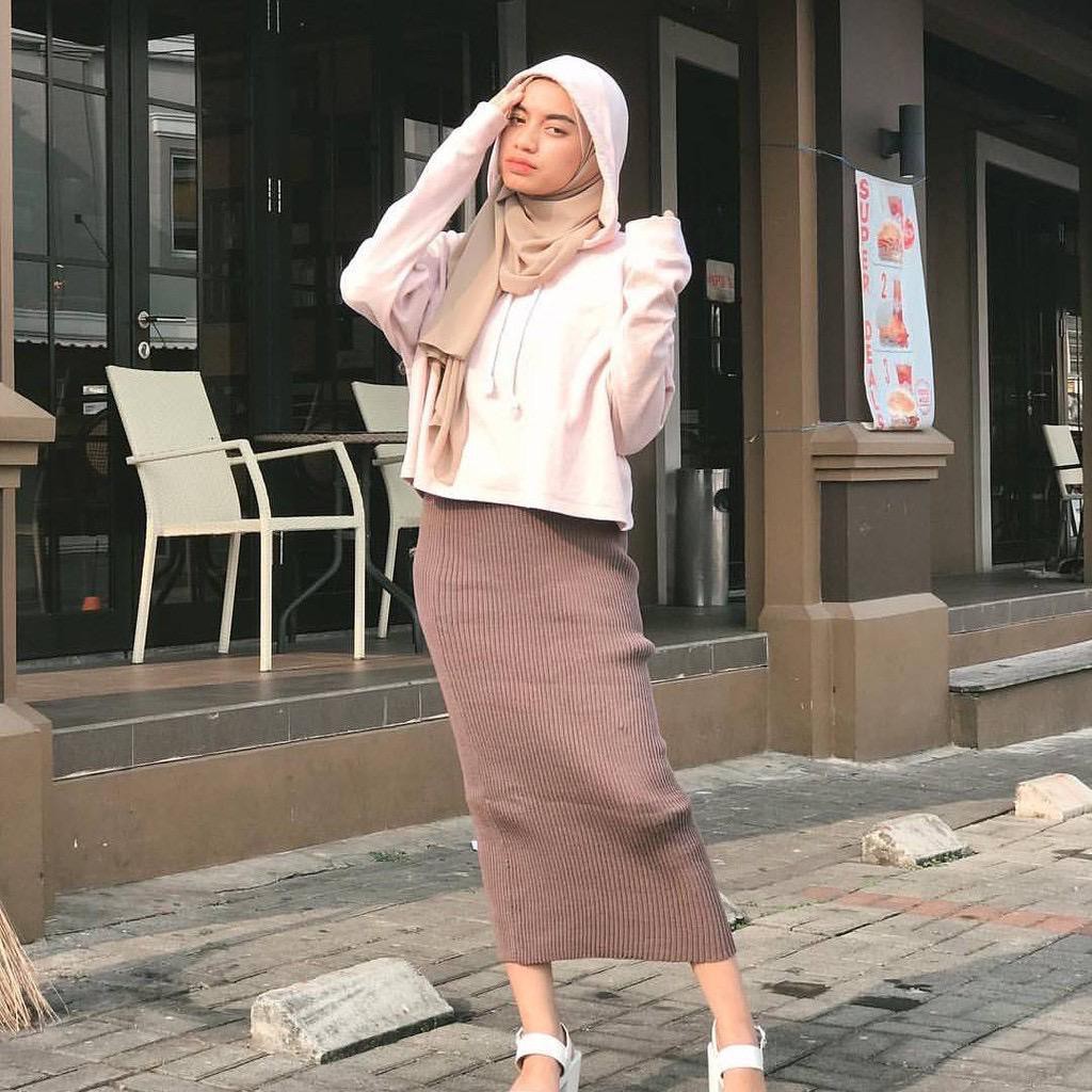 GFS RJT GRACILA SPAN KNITTED KNIT MAXI SKIRT ORIGINAL RAJUT