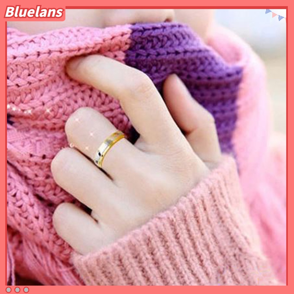 Bluelans Fashion Lover Couples Women Titanium Steel Engagement Wedding Ring Band Jewelry