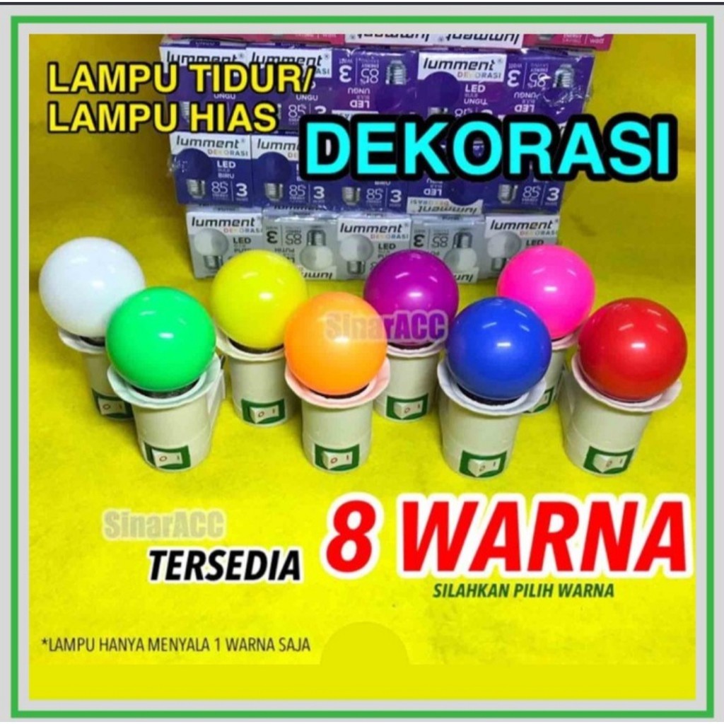 PAKET LAMPU TIDUR LED 3W LUMMENT ANEKA WARNA MINI LAMP 3 WATT BOHLAM HIAS KAMAR MINILAMP TERMURAH