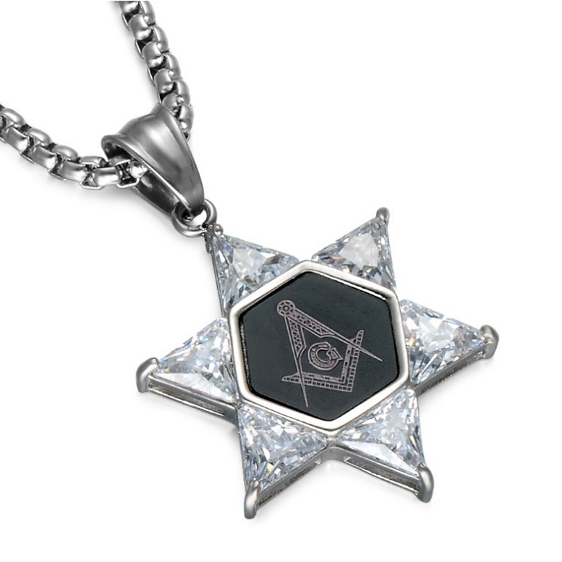 Kalung Rantai Liontin masonic masonic Bahan Stainless Steel Warna Gold untuk Pria