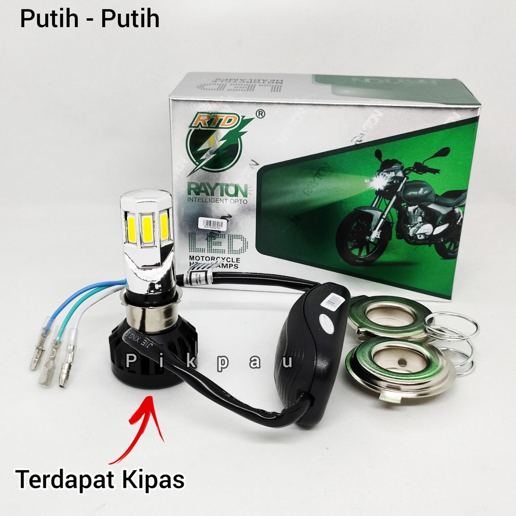 Lampu Utama LED 6 Sisi Original RTD Rayton Grade A H4 H6 HS1 AC DC + Kipas Headlamp High Quality Putih Putih