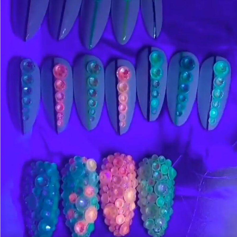 Mxbeauty Dekorasi Nail Art Multi Size Luminous Auroral Neon Glow in the Dark Hiasan Kuku