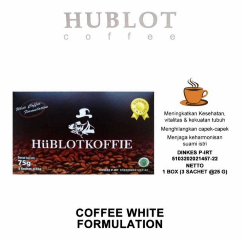 WHITE COFFEE , HUBLOT PREMIUM WHITE COFFEE Kopi Pria dewasa / Laki -Laki 1box 3pcs