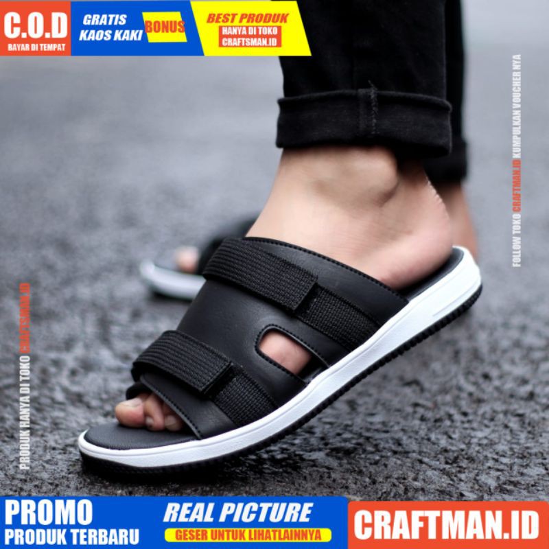 CRAFTS x GEZY Sandal Pria Sandal Slide Sendal Distro 2021 Trendy Original Nyaman Fashion Korea