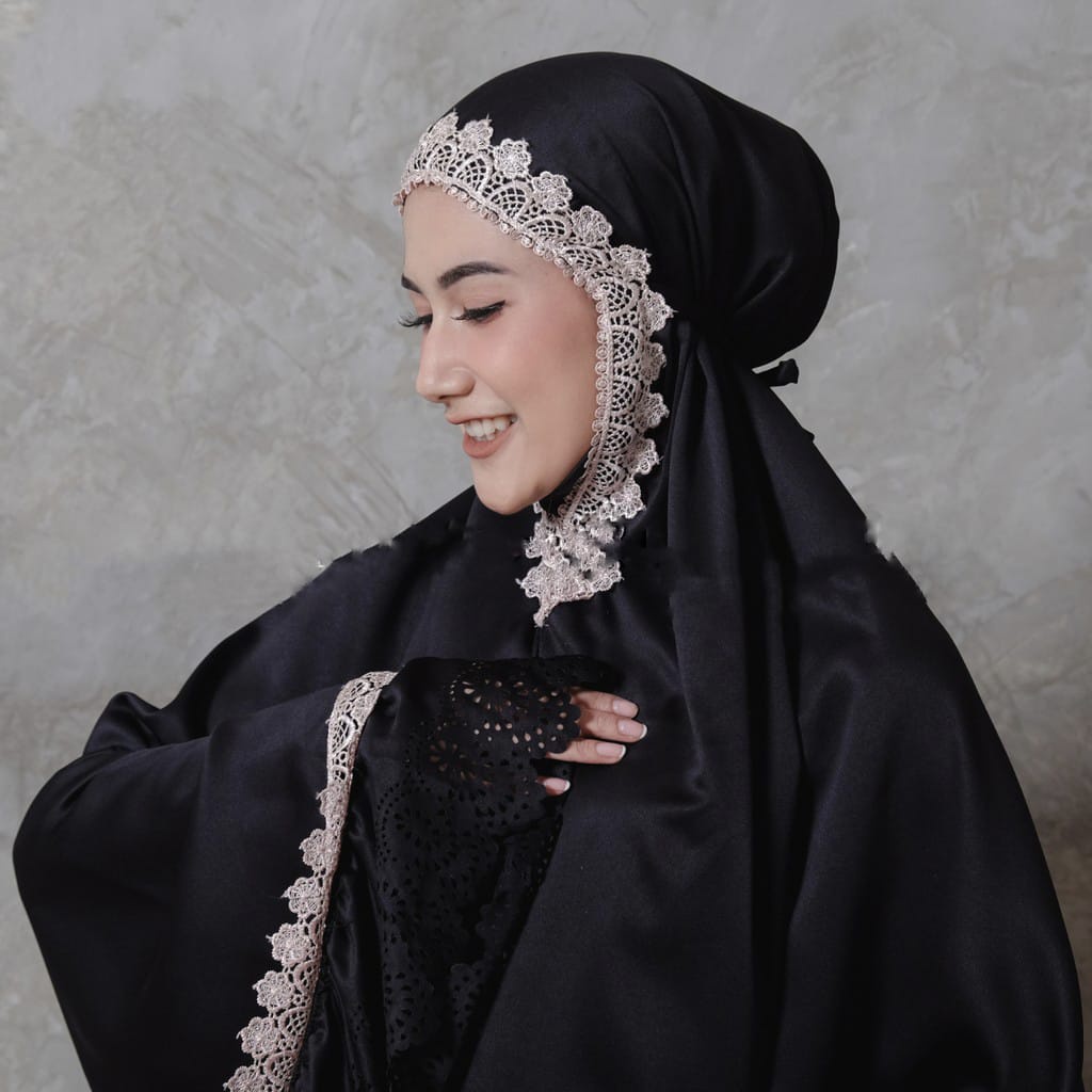 Mukena Traveling Laser Cut Motif Dewasa Lesty Renda Mewah Satin Velvet premium daily ammar mukena de